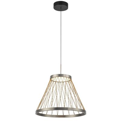 SPIDER LAMPADARIO D40 E D60 CM LED INTEGRATO LUCE 3000K IN ALLUMINIO GRIGIO CON FILI IN TESSUTO ORO DESIGN MODERNO