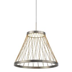 SPIDER LAMPADARIO D40 E D60 CM LED INTEGRATO LUCE 3000K IN ALLUMINIO GRIGIO CON FILI IN TESSUTO ORO DESIGN MODERNO 2
