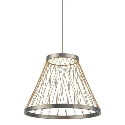 SPIDER LAMPADARIO D40 E D60 CM LED INTEGRATO LUCE 3000K IN ALLUMINIO GRIGIO CON FILI IN TESSUTO ORO DESIGN MODERNO