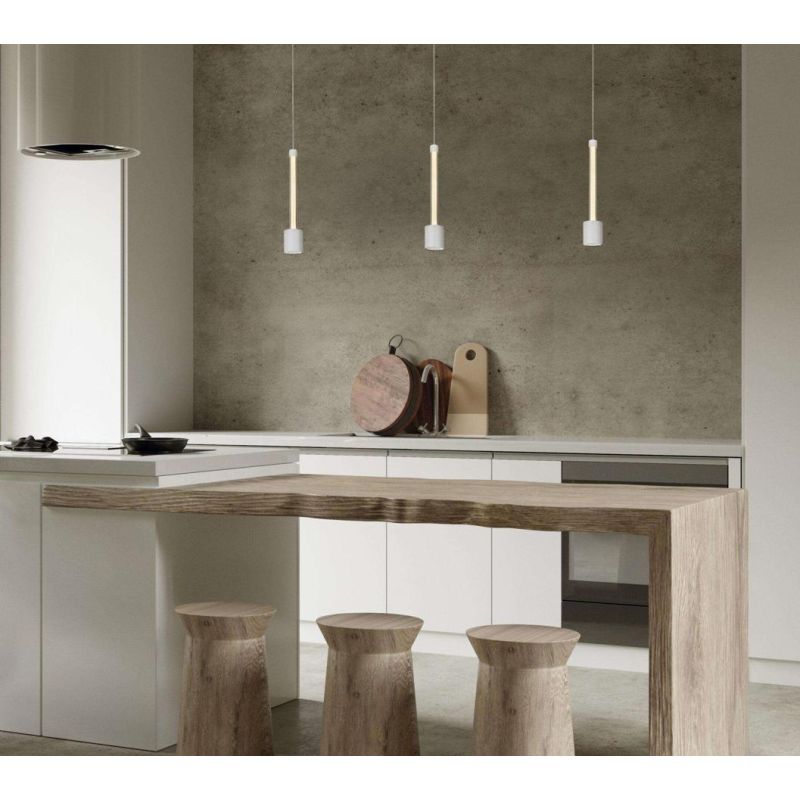 FUGAZ SOSPENSIONE SINGOLA LED 7W LUCE 3000K ALLUMINIO 4 COLORI CON TUBO LUMINOSO DESIGN MODERNO