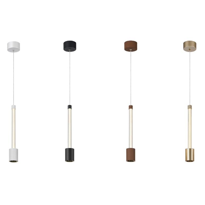 FUGAZ SOSPENSIONE SINGOLA LED 7W LUCE 3000K ALLUMINIO 4 COLORI CON TUBO LUMINOSO DESIGN MODERNO