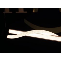 FUGAZ SOSPENSIONE SINUOSA LED 38W LUCE 3000K ALLUMINIO ORO O NERO CON TUBO LUMINOSO DESIGN MODERNO 2