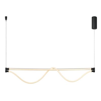 FUGAZ SOSPENSIONE SINUOSA LED 38W LUCE 3000K ALLUMINIO ORO O NERO CON TUBO LUMINOSO DESIGN MODERNO