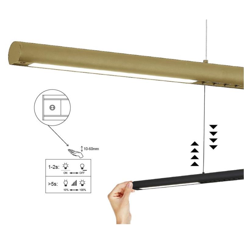 LINEAL SOSPENSIONE LINEARE CM 120 LED 24W LUCE 3000K DIMMERABILE ALLUMINIO 3 COLORI DESIGN MODERNO