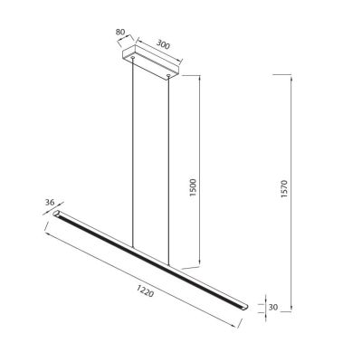 LINEAL SOSPENSIONE LUNGHEZZA CM 122 LED 38W LUCE 3000K LINEARE ALLUMINIO ORO O NERO DESIGN MODERNO