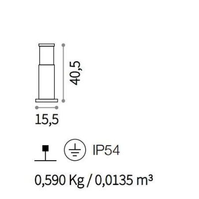 PALO DA ESTERNO H40 IN ALLUMINIO 5 COLORI MODERNO IP44 CON VETRO PIREX CRISTALENSI - Cristalensi Shop Online