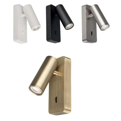 NOTTE APPLIQUE ORIENTABILE IN ALLUMINIO 4 COLORI LAMPADINA ATTACCO MINI GU10 INTERRUTTORE ON/OFF MODERNA