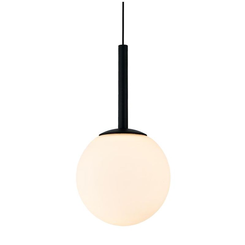 PUEBLA SOSPENSIONE SINGOLA SALISCENDI NERA O ORO CON SFERA BIANCA D12 CM LED 9W LUCE 3000K DESIGN MODERNO