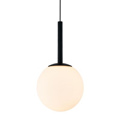 PUEBLA SOSPENSIONE SINGOLA SALISCENDI NERA O ORO CON SFERA BIANCA D12 CM LED 9W LUCE 3000K DESIGN MODERNO