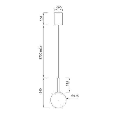 PUEBLA SOSPENSIONE SINGOLA SALISCENDI NERA O ORO CON SFERA BIANCA D12 CM LED 9W LUCE 3000K DESIGN MODERNO