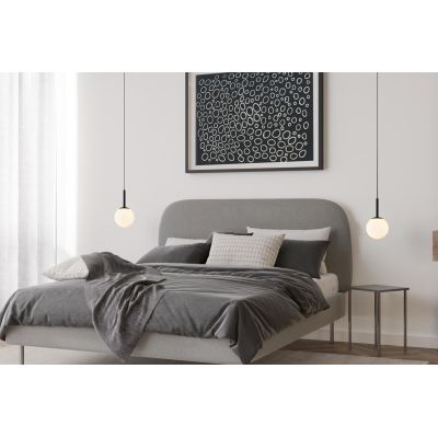 PUEBLA SOSPENSIONE SINGOLA SALISCENDI NERA O ORO CON SFERA BIANCA D12 CM LED 9W LUCE 3000K DESIGN MODERNO