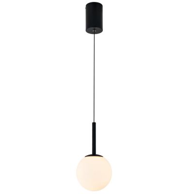 PUEBLA SOSPENSIONE SINGOLA SALISCENDI NERA O ORO CON SFERA BIANCA D12 CM LED 9W LUCE 3000K DESIGN MODERNO