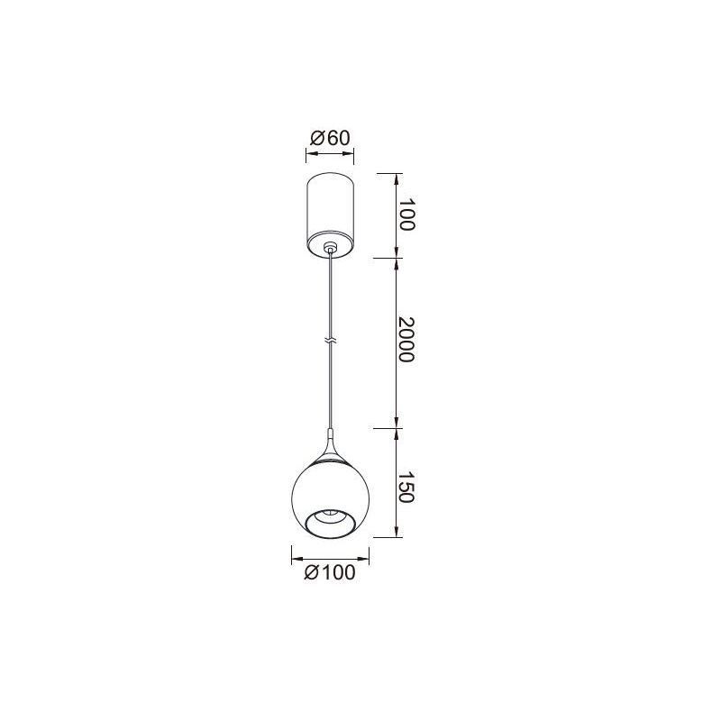DROP SOSPENSIONE SINGOLA SALISCENDI CON SFERA NERA D10 CM LED 7W LUCE 3000K DESIGN MODERNO