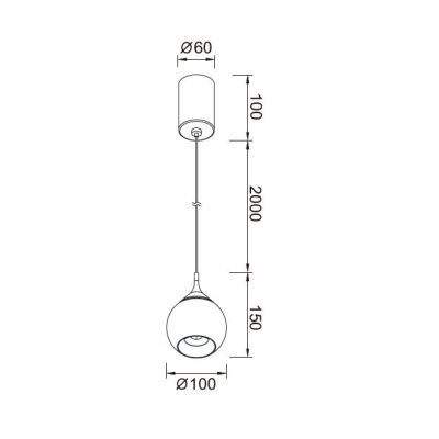 DROP SOSPENSIONE SINGOLA SALISCENDI CON SFERA NERA D10 CM LED 7W LUCE 3000K DESIGN MODERNO
