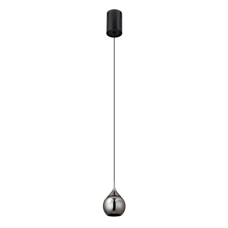 DROP SOSPENSIONE SINGOLA SALISCENDI CON SFERA NERA D10 CM LED 7W LUCE 3000K DESIGN MODERNO