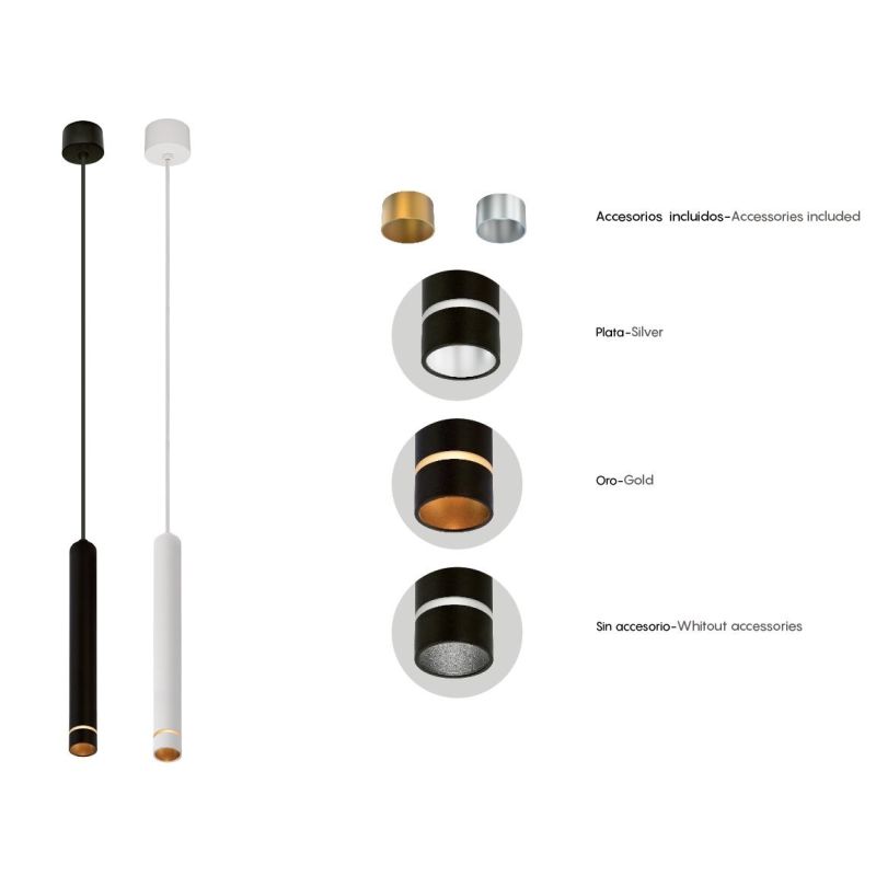 SPLIT SOSPENSIONE SINGOLA CILINDRICA BIANCA O NERA DESIGN MODERNO LAMPADINA ATTACCO MINI GU10
