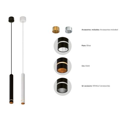 SPLIT SOSPENSIONE SINGOLA CILINDRICA BIANCA O NERA DESIGN MODERNO LAMPADINA ATTACCO MINI GU10