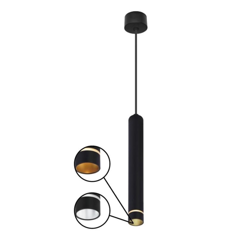 SPLIT SOSPENSIONE SINGOLA CILINDRICA BIANCA O NERA DESIGN MODERNO LAMPADINA ATTACCO MINI GU10