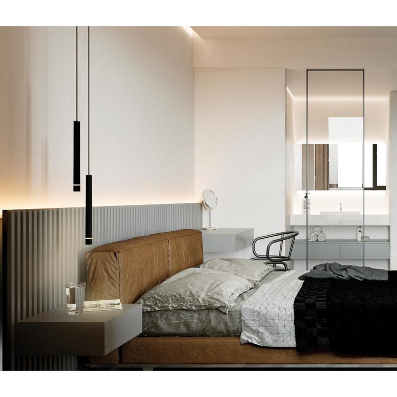 SPLIT SOSPENSIONE SINGOLA CILINDRICA BIANCA O NERA DESIGN MODERNO LAMPADINA ATTACCO MINI GU10