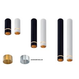 SPLIT PLAFONIERA CILINDRICA 3 MISURE D4 CM BIANCA O NERA LAMPADINA ATTACCO MINI GU10 DESIGN MODERNO