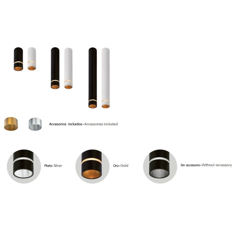 SPLIT PLAFONIERA CILINDRICA 3 MISURE D4 CM BIANCA O NERA LAMPADINA ATTACCO MINI GU10 DESIGN MODERNO