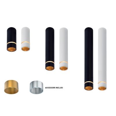 SPLIT PLAFONIERA CILINDRICA 3 MISURE D4 CM BIANCA O NERA LAMPADINA ATTACCO MINI GU10 DESIGN MODERNO