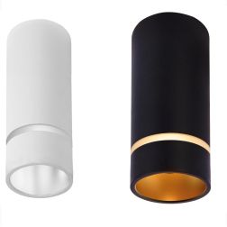 SPLIT PLAFONIERA CILINDRICA D6 CM BIANCA O NERA LAMPADINA ATTACCO GU10 DESIGN MODERNO