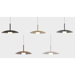 LIDIA SOSPENSIONE SALISCENDI IN 5 FINITURE COLORE LED 12W LUCE 3000K PIATTO D46 CM DESIGN MODERNO