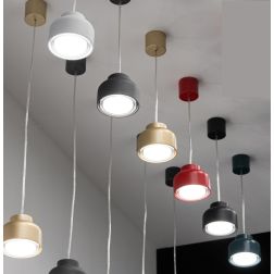 BOTTONE SOSPENSIONE SINGOLA D10 CM IN ALLUMINIO 7 COLORI LAMPADINA ATTACCO GX53 DESIGN MODERNO
