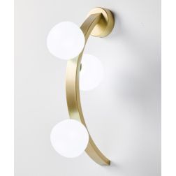 SUNSET LAMPADA DA PARETE ORO CON SFERE IN VETRO BIANCO LED 18W LUCE 3000K DIMMERABILE DESIGN MODERNO