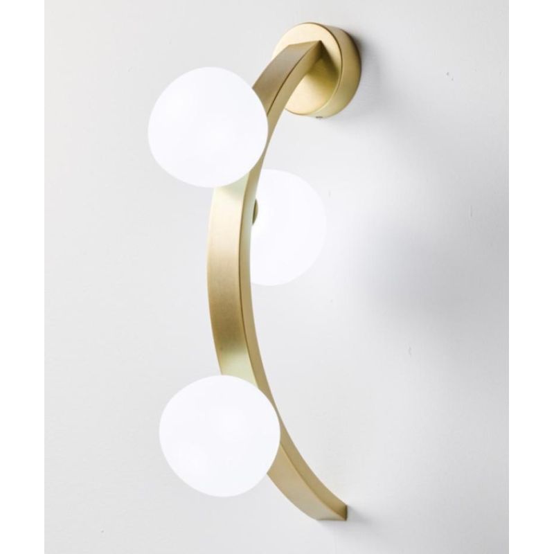 SUNSET LAMPADA DA PARETE ORO CON SFERE IN VETRO BIANCO LED 18W LUCE 3000K DIMMERABILE DESIGN MODERNO