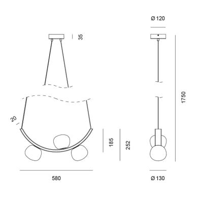 SUNSET SOSPENSIONE 3 LUCI ORO CON SFERE IN VETRO BIANCO LED 18W LUCE 3000K DIMMERABILE DESIGN MODERNO
