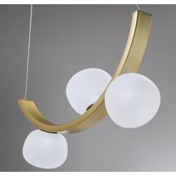 SUNSET SOSPENSIONE 3 LUCI ORO CON SFERE IN VETRO BIANCO LED 18W LUCE 3000K DIMMERABILE DESIGN MODERNO 2
