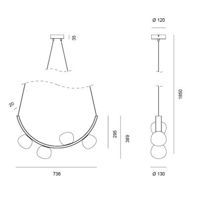 SUNSET SOSPENSIONE 4 LUCI ORO CON SFERE IN VETRO BIANCO LED 24W LUCE 3000K DIMMERABILE DESIGN MODERNO