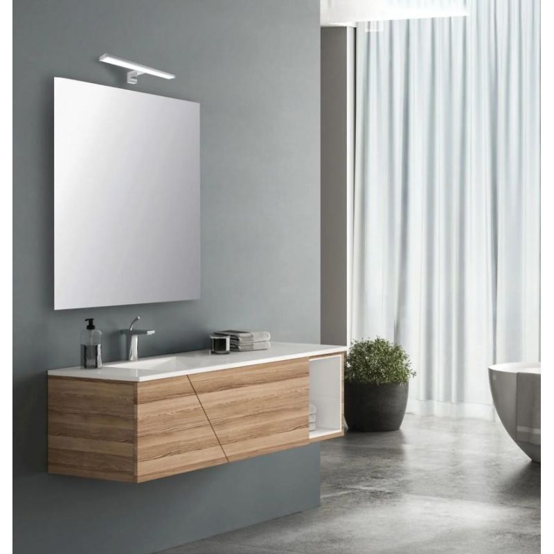 ZIA APPLIQUE DA SPECCHIO SQUADRATA CROMO IP44 LED 12W LUCE 3000K LARGHEZZA CM 60 DESIGN MODERNO