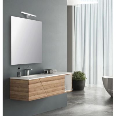 ZIA APPLIQUE DA SPECCHIO SQUADRATA CROMO IP44 LED 12W LUCE 3000K LARGHEZZA CM 60 DESIGN MODERNO
