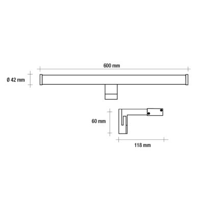 ZIA APPLIQUE DA SPECCHIO SQUADRATA CROMO IP44 LED 12W LUCE 3000K LARGHEZZA CM 60 DESIGN MODERNO