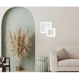 DAMA PLAFONIERA QUADRATA IN METALLO BIANCO LED 30W LUCE 3000K-4000K DESIGN MODERNO