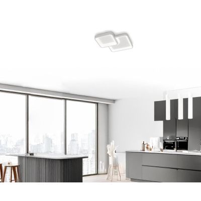 DAMA PLAFONIERA QUADRATA IN METALLO BIANCO LED 30W LUCE 3000K-4000K DESIGN MODERNO