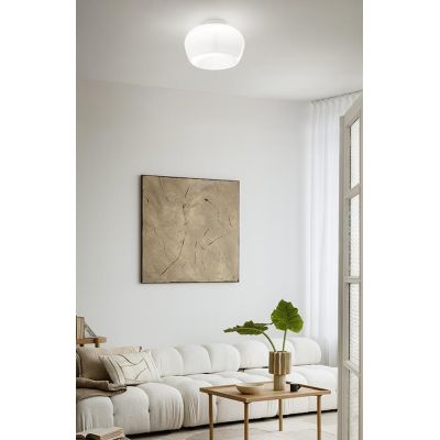 KAVE PLAFONIERA IN VETRO BIANCO O FUME D38 CM LED 20W LUCE 3000K DIMMERABILE DESIGN MODERNO
