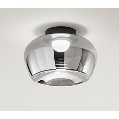 KAVE PLAFONIERA IN VETRO BIANCO O FUME D38 CM LED 20W LUCE 3000K DIMMERABILE DESIGN MODERNO