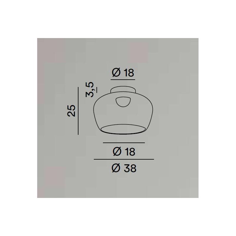KAVE PLAFONIERA IN VETRO BIANCO O FUME D38 CM LED 20W LUCE 3000K DIMMERABILE DESIGN MODERNO