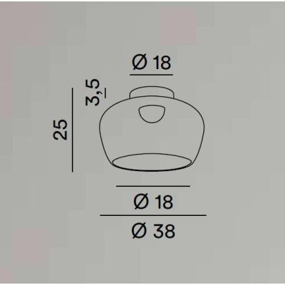 KAVE PLAFONIERA IN VETRO BIANCO O FUME D38 CM LED 20W LUCE 3000K DIMMERABILE DESIGN MODERNO