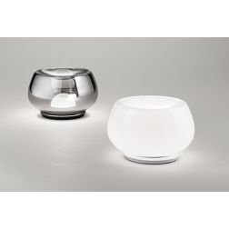 KAVE LAMPADA DA TAVOLO IN VETRO BIANCO O FUME D22 CM LED 12W LUCE 3000K TOUCH DIMMER DESIGN MODERNO