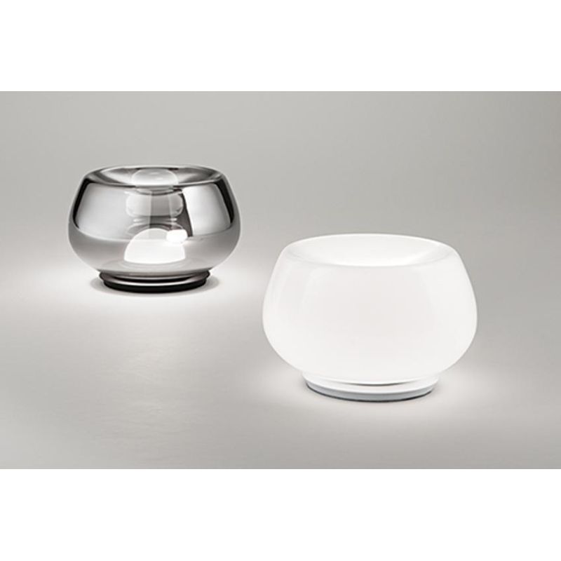KAVE LAMPADA DA TAVOLO IN VETRO BIANCO O FUME D22 CM LED 12W LUCE 3000K TOUCH DIMMER DESIGN MODERNO