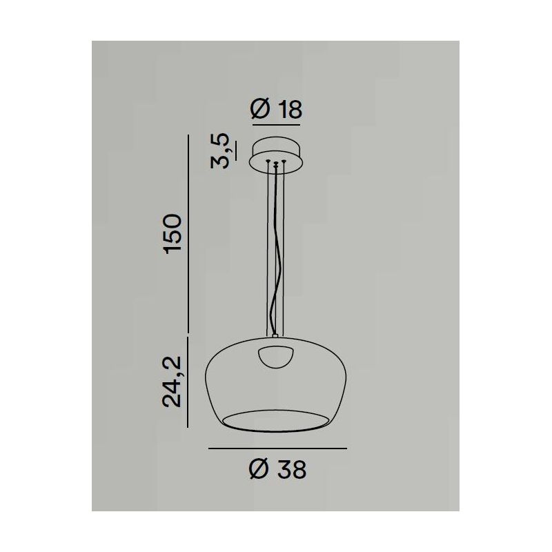 KAVE LAMPADARIO A SOSPENSIONE IN VETRO BIANCO O FUME D38 CM LED 20W LUCE 3000K DIMMERABILE DESIGN MODERNO