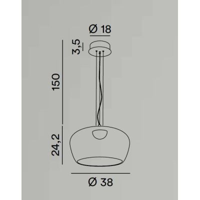 KAVE LAMPADARIO A SOSPENSIONE IN VETRO BIANCO O FUME D38 CM LED 20W LUCE 3000K DIMMERABILE DESIGN MODERNO