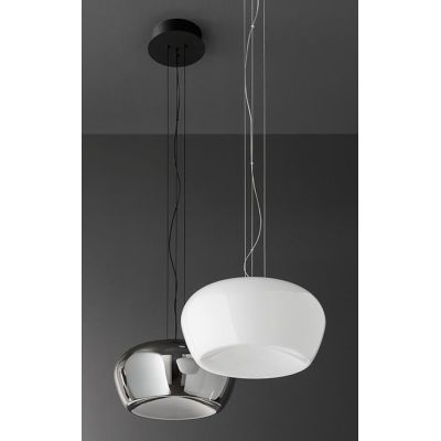 KAVE LAMPADARIO A SOSPENSIONE IN VETRO BIANCO O FUME D38 CM LED 20W LUCE 3000K DIMMERABILE DESIGN MODERNO