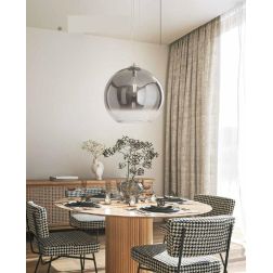 PLANET SOSPENSIONE SINGOLA CON SFERA IN VETRO SFUMATO AMBRA,MARRONE E FUME LAMPADINA ATTACCO E27 MODERNA 2