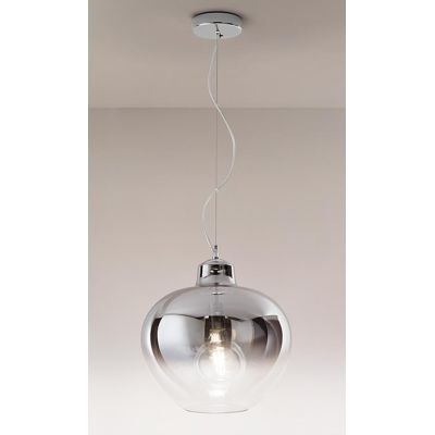 BOWL SOSPENSIONE SINGOLA CON SFERA IN VETRO SFUMATO AMBRA,RAME E FUME LAMPADINA ATTACCO E27